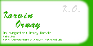 korvin ormay business card